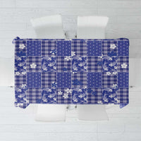 Blue Palaka Japanese Patterns Tablecloth Koi Fish Asanoha Sakura Patchwork Stylized - Polynesian Pride