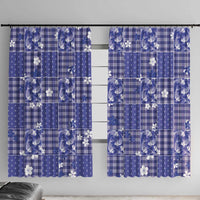 Blue Palaka Japanese Patterns Window Curtain Koi Fish Asanoha Sakura Patchwork Stylized - Polynesian Pride