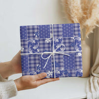 Blue Palaka Japanese Patterns Wrapping Paper Koi Fish Asanoha Sakura Patchwork Stylized - Polynesian Pride