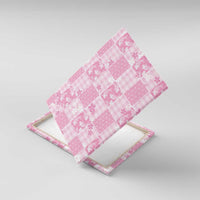 Pink Palaka Japanese Patterns Canvas Wall Art Koi Fish Asanoha Sakura Patchwork Stylized - Polynesian Pride