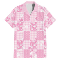 Pink Palaka Japanese Patterns Family Matching Off The Shoulder Long Sleeve Dress and Hawaiian Shirt Koi Fish Asanoha Sakura Patchwork Stylized - Polynesian Pride