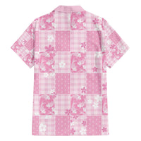 Pink Palaka Japanese Patterns Family Matching Off The Shoulder Long Sleeve Dress and Hawaiian Shirt Koi Fish Asanoha Sakura Patchwork Stylized - Polynesian Pride