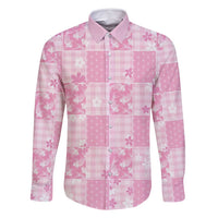 Pink Palaka Japanese Patterns Family Matching Summer Maxi Dress and Hawaiian Shirt Koi Fish Asanoha Sakura Patchwork Stylized - Polynesian Pride