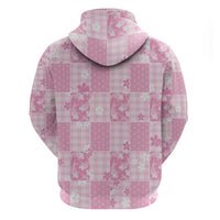 Pink Palaka Japanese Patterns Hoodie Koi Fish Asanoha Sakura Patchwork Stylized - Polynesian Pride