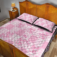 Pink Palaka Japanese Patterns Quilt Bed Set Koi Fish Asanoha Sakura Patchwork Stylized - Polynesian Pride