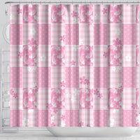 Pink Palaka Japanese Patterns Shower Curtain Koi Fish Asanoha Sakura Patchwork Stylized - Polynesian Pride