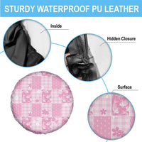 Pink Palaka Japanese Patterns Spare Tire Cover Koi Fish Asanoha Sakura Patchwork Stylized - Polynesian Pride