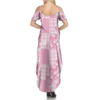 Pink Palaka Japanese Patterns Summer Maxi Dress Koi Fish Asanoha Sakura Patchwork Stylized - Polynesian Pride