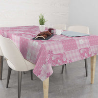 Pink Palaka Japanese Patterns Tablecloth Koi Fish Asanoha Sakura Patchwork Stylized - Polynesian Pride