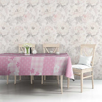 Pink Palaka Japanese Patterns Tablecloth Koi Fish Asanoha Sakura Patchwork Stylized - Polynesian Pride