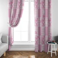 Pink Palaka Japanese Patterns Window Curtain Koi Fish Asanoha Sakura Patchwork Stylized - Polynesian Pride