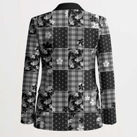 Black Palaka Japanese Patterns Blazer Koi Fish Asanoha Sakura Patchwork Stylized - Polynesian Pride