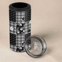 Black Palaka Japanese Patterns 4 in 1 Can Cooler Tumbler Koi Fish Asanoha Sakura Patchwork Stylized - Polynesian Pride