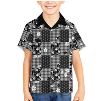 Black Palaka Japanese Patterns Family Matching Mermaid Dress and Hawaiian Shirt Koi Fish Asanoha Sakura Patchwork Stylized - Polynesian Pride