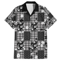 Black Palaka Japanese Patterns Family Matching Off The Shoulder Long Sleeve Dress and Hawaiian Shirt Koi Fish Asanoha Sakura Patchwork Stylized - Polynesian Pride