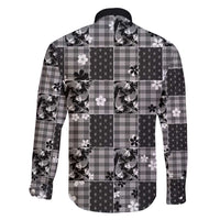 Black Palaka Japanese Patterns Family Matching Short Sleeve Bodycon Dress and Hawaiian Shirt Koi Fish Asanoha Sakura Patchwork Stylized - Polynesian Pride