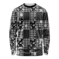 Black Palaka Japanese Patterns Long Sleeve Shirt Koi Fish Asanoha Sakura Patchwork Stylized - Polynesian Pride