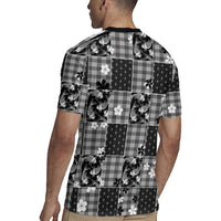 Black Palaka Japanese Patterns Rugby Jersey Koi Fish Asanoha Sakura Patchwork Stylized - Polynesian Pride