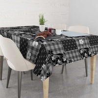 Black Palaka Japanese Patterns Tablecloth Koi Fish Asanoha Sakura Patchwork Stylized - Polynesian Pride