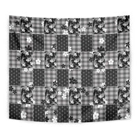 Black Palaka Japanese Patterns Tapestry Koi Fish Asanoha Sakura Patchwork Stylized - Polynesian Pride