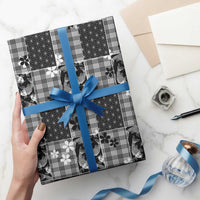 Black Palaka Japanese Patterns Wrapping Paper Koi Fish Asanoha Sakura Patchwork Stylized - Polynesian Pride