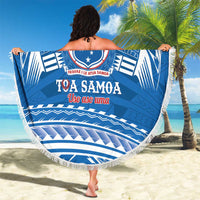 Toa Samoa Rugby Custom Beach Blanket Uso aso uma Samoan Pattern Blue - Polynesian Pride