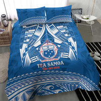 Toa Samoa Rugby Custom Bedding Set Uso aso uma Samoan Pattern Blue - Polynesian Pride
