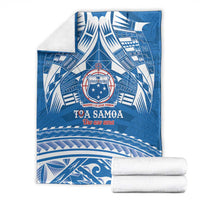 Toa Samoa Rugby Custom Blanket Uso aso uma Samoan Pattern Blue - Polynesian Pride