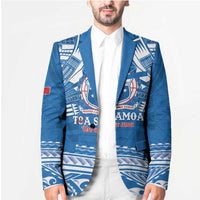 Toa Samoa Rugby Custom Blazer Uso aso uma Samoan Pattern Blue - Polynesian Pride