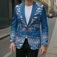 Toa Samoa Rugby Custom Blazer Uso aso uma Samoan Pattern Blue - Polynesian Pride