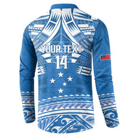 Toa Samoa Rugby Custom Button Sweatshirt Uso aso uma Samoan Pattern Blue - Polynesian Pride