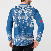 Toa Samoa Rugby Custom Button Sweatshirt Uso aso uma Samoan Pattern Blue - Polynesian Pride