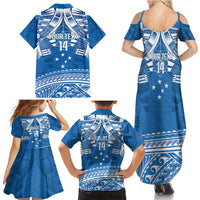 Toa Samoa Rugby Custom Family Matching Summer Maxi Dress and Hawaiian Shirt Uso aso uma Samoan Pattern Blue - Polynesian Pride