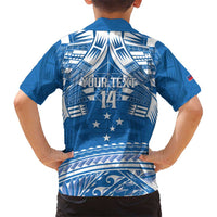 Toa Samoa Rugby Custom Kid Hawaiian Shirt Uso aso uma Samoan Pattern Blue - Polynesian Pride