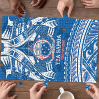 Toa Samoa Rugby Custom Puzzle Uso aso uma Samoan Pattern Blue - Polynesian Pride