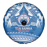Toa Samoa Rugby Custom Spare Tire Cover Uso aso uma Samoan Pattern Blue - Polynesian Pride