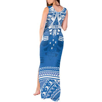 Toa Samoa Rugby Custom Tank Maxi Dress Uso aso uma Samoan Pattern Blue - Polynesian Pride