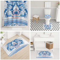 Toa Samoa Rugby Custom Bathroom Set Uso aso uma Samoan Pattern White - Polynesian Pride