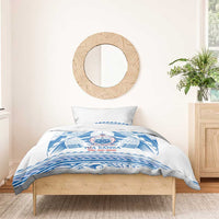 Toa Samoa Rugby Custom Bedding Set Uso aso uma Samoan Pattern White - Polynesian Pride