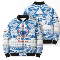 Toa Samoa Rugby Custom Bomber Puffer Jacket Uso aso uma Samoan Pattern White - Polynesian Pride