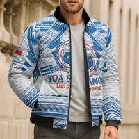 Toa Samoa Rugby Custom Bomber Puffer Jacket Uso aso uma Samoan Pattern White - Polynesian Pride
