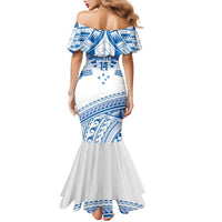 Toa Samoa Rugby Custom Family Matching Mermaid Dress and Hawaiian Shirt Uso aso uma Samoan Pattern White - Polynesian Pride