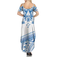 Toa Samoa Rugby Custom Family Matching Summer Maxi Dress and Hawaiian Shirt Uso aso uma Samoan Pattern White - Polynesian Pride
