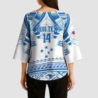 Toa Samoa Rugby Custom Kimono Sleeve Blouse Uso aso uma Samoan Pattern White - Polynesian Pride