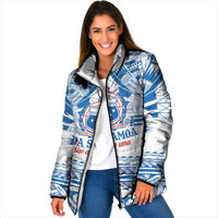 Toa Samoa Rugby Custom Padded Jacket Uso aso uma Samoan Pattern White - Polynesian Pride