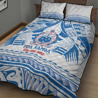 Toa Samoa Rugby Custom Quilt Bed Set Uso aso uma Samoan Pattern White - Polynesian Pride
