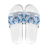 Toa Samoa Rugby Custom Slide Sandals Uso aso uma Samoan Pattern White - Polynesian Pride