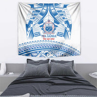 Toa Samoa Rugby Custom Tapestry Uso aso uma Samoan Pattern White - Polynesian Pride