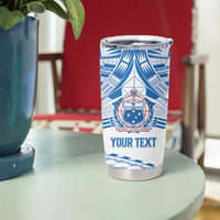 Toa Samoa Rugby Custom Tumbler Cup Uso aso uma Samoan Pattern White - Polynesian Pride