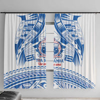 Toa Samoa Rugby Custom Window Curtain Uso aso uma Samoan Pattern White - Polynesian Pride
